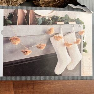NWT Christmas Pom handcrafted garland threshold w/studio McGee decor